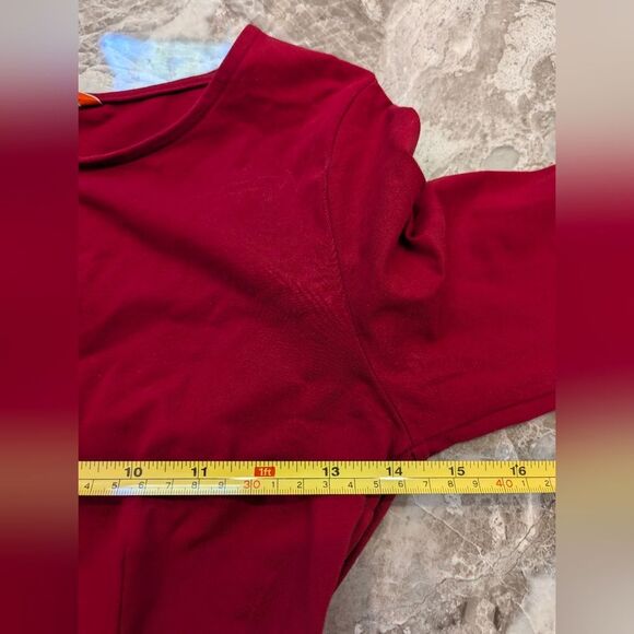 MODCLOTH Floral Rose Red Flare Long Sleeve Keyhole Dress Size S Boho Midi Costal - Picture 5 of 7